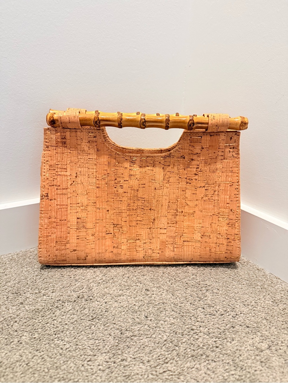 Cork Clutch with Bamboo Handle - Natural